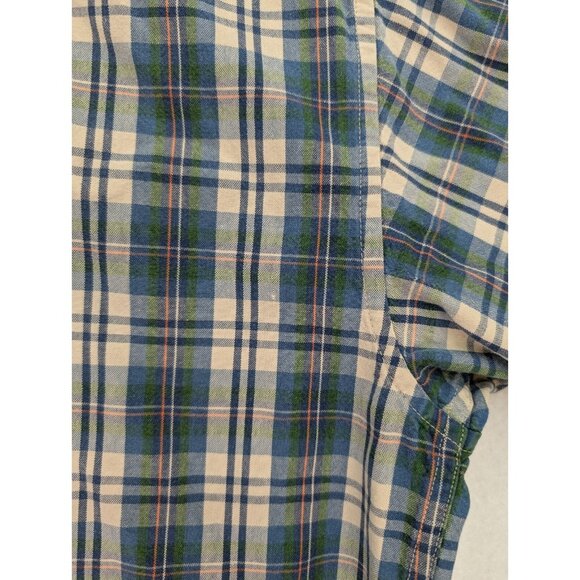 North Country Men's Shirt Size L Blue Beige Plaid Short Sleeve Button-Up - Picture 16 of 16